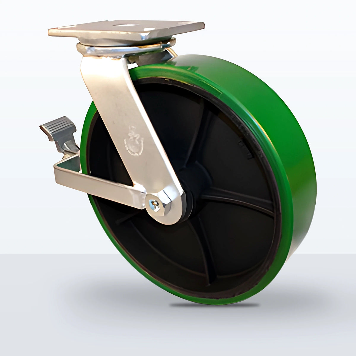 12" Polyurethane on Cast Iron Caster, Top Plate, 2400 lb Capacity - Roller Bearing