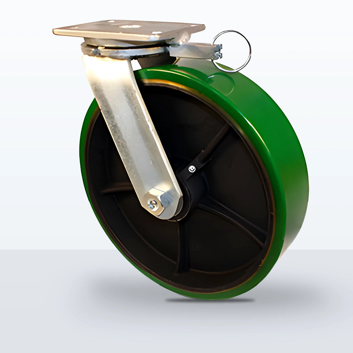 12" Polyurethane on Cast Iron Caster, Top Plate, 2400 lb Capacity - Roller Bearing
