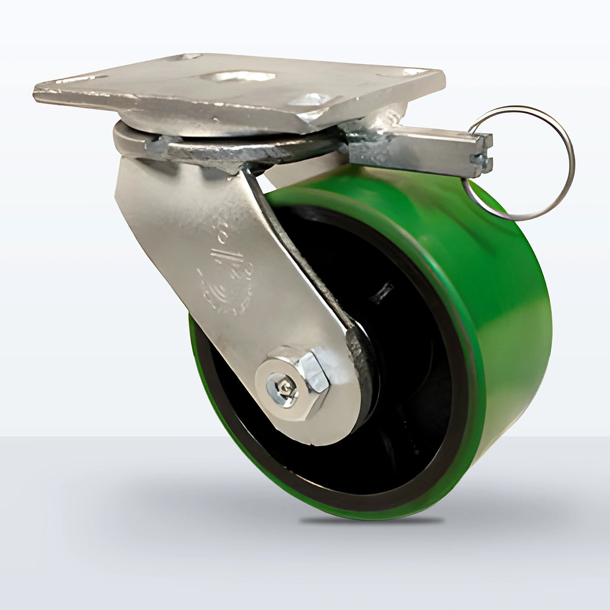 6" Polyurethane on Cast Iron Caster, Top Plate, 2000 lb Capacity - Roller Bearing