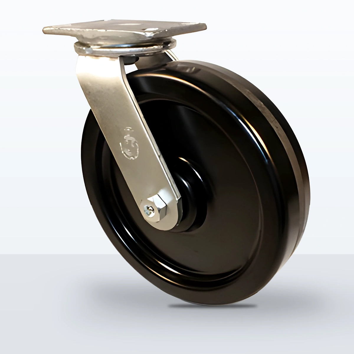 12" Phenolic Caster, Top Plate, 2400 lb Capacity - Roller Bearing