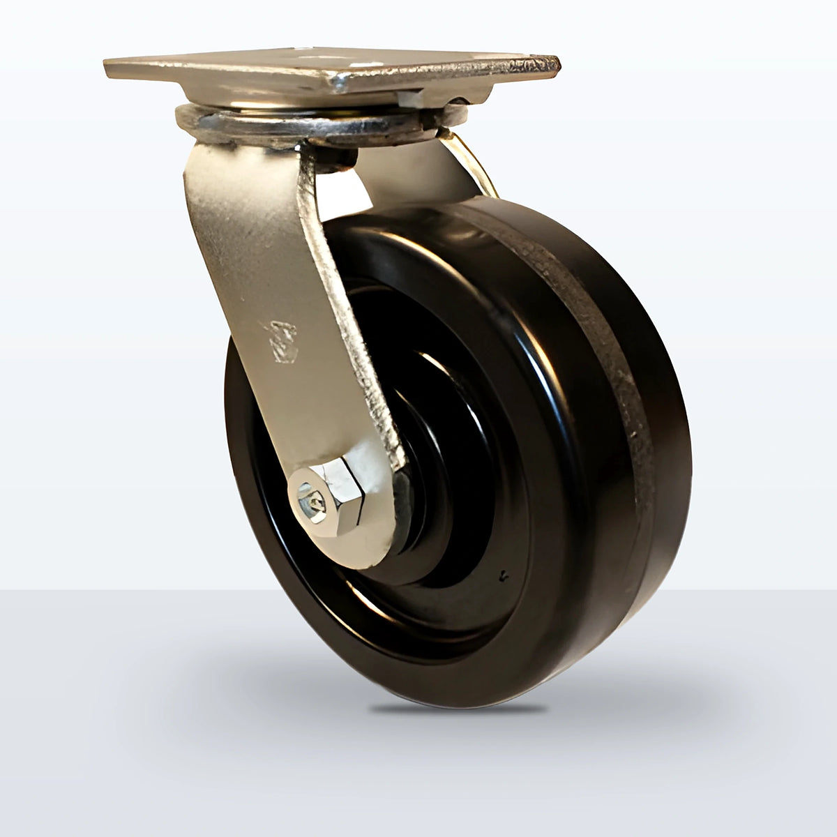 8" Phenolic Caster, Top Plate, 2400 lb Capacity - Roller Bearing