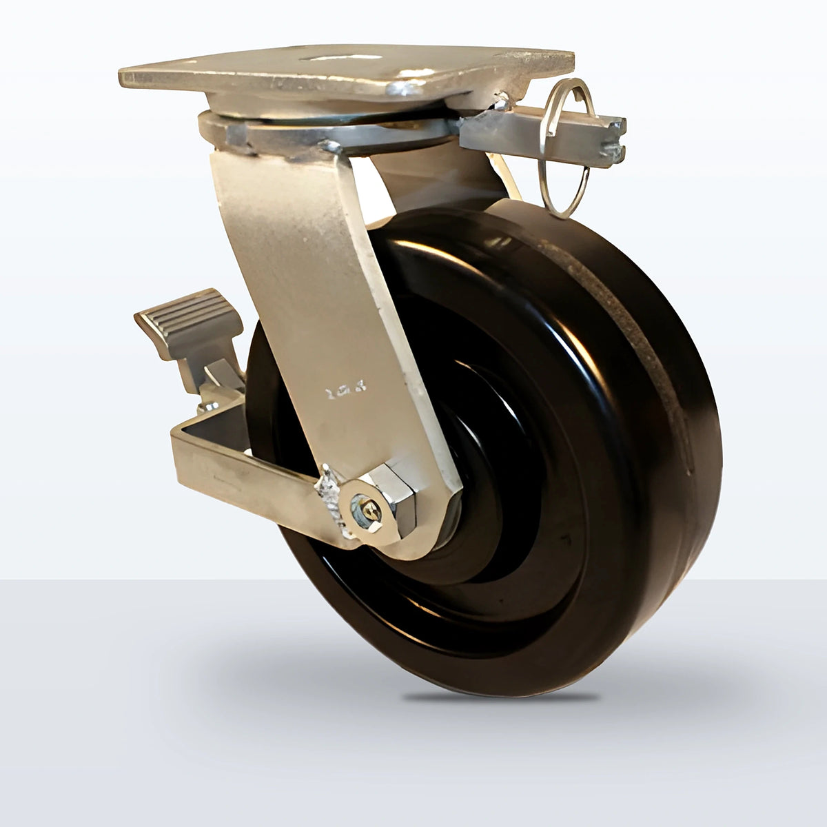 8" Phenolic Caster, Top Plate, 2400 lb Capacity - Roller Bearing
