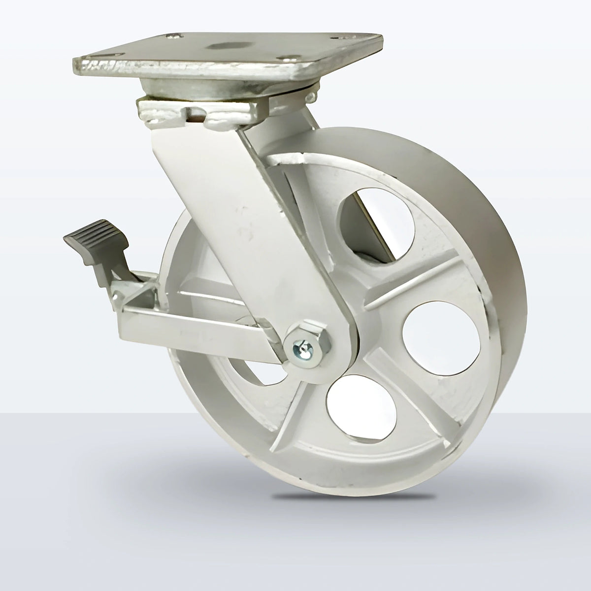 10" Cast Iron Caster, Top Plate, 2500 lb Capacity - Roller Bearing