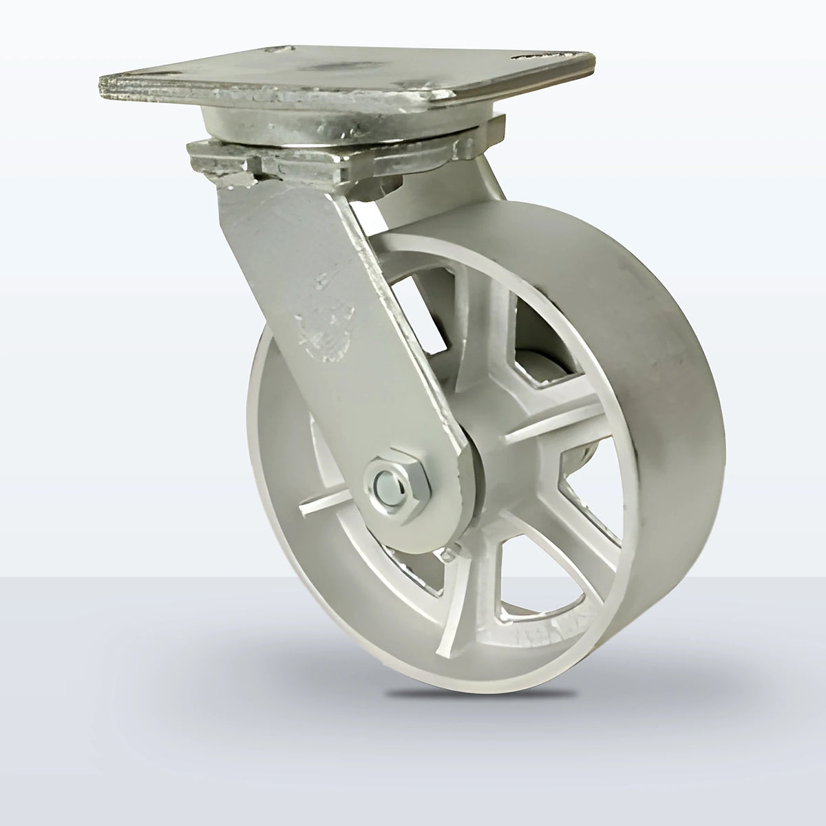 8" Cast Iron Caster, Top Plate, 2500 lb Capacity - Roller Bearing