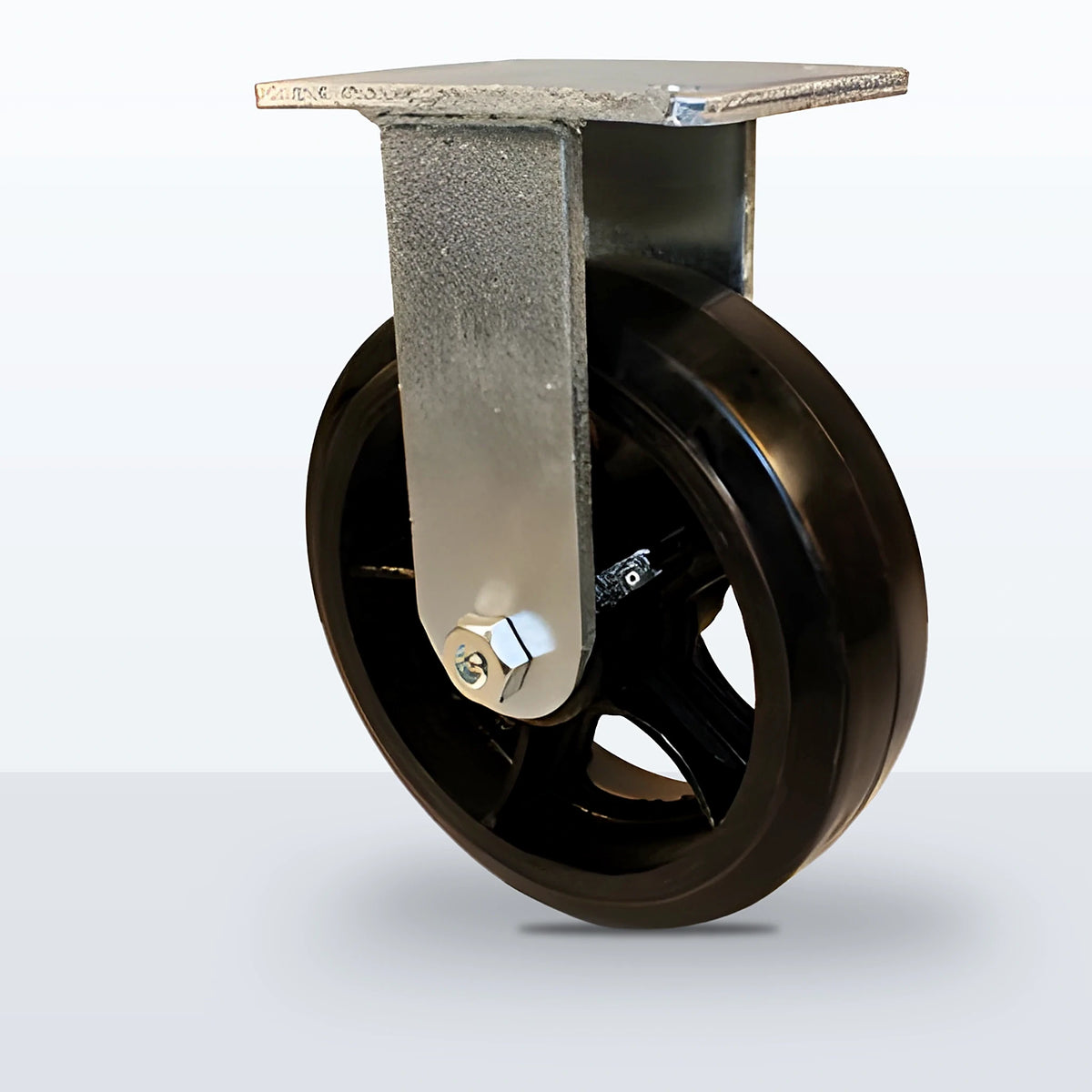 10" Rubber on Cast Iron Caster, Top Plate, 1100 lb Capacity - Roller Bearing, 5-1/4 X 7-1/4 Plate
