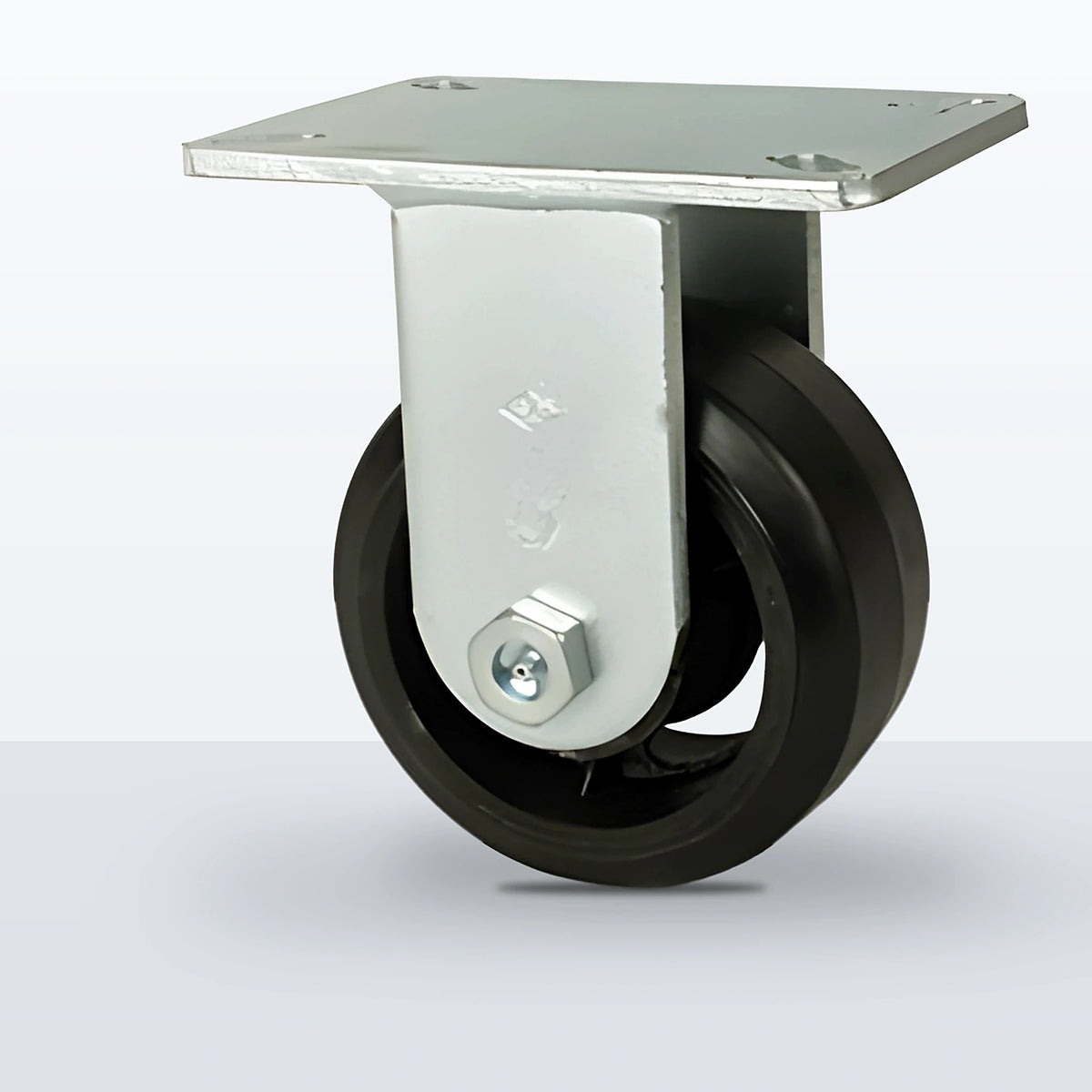 6" Rubber on Cast Iron Caster, Top Plate, 750 lb Capacity - Roller Bearing, 5-1/4 X 7-1/4 Plate