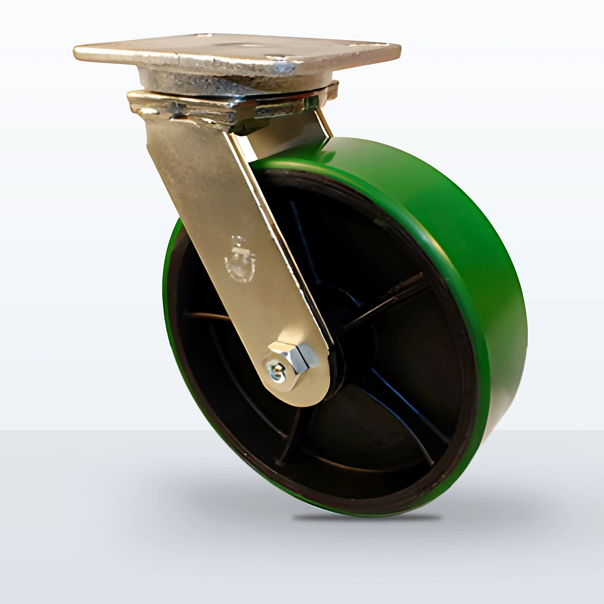 10" Polyurethane on Cast Iron Caster, Top Plate, 3000 lb Capacity - Roller Bearing