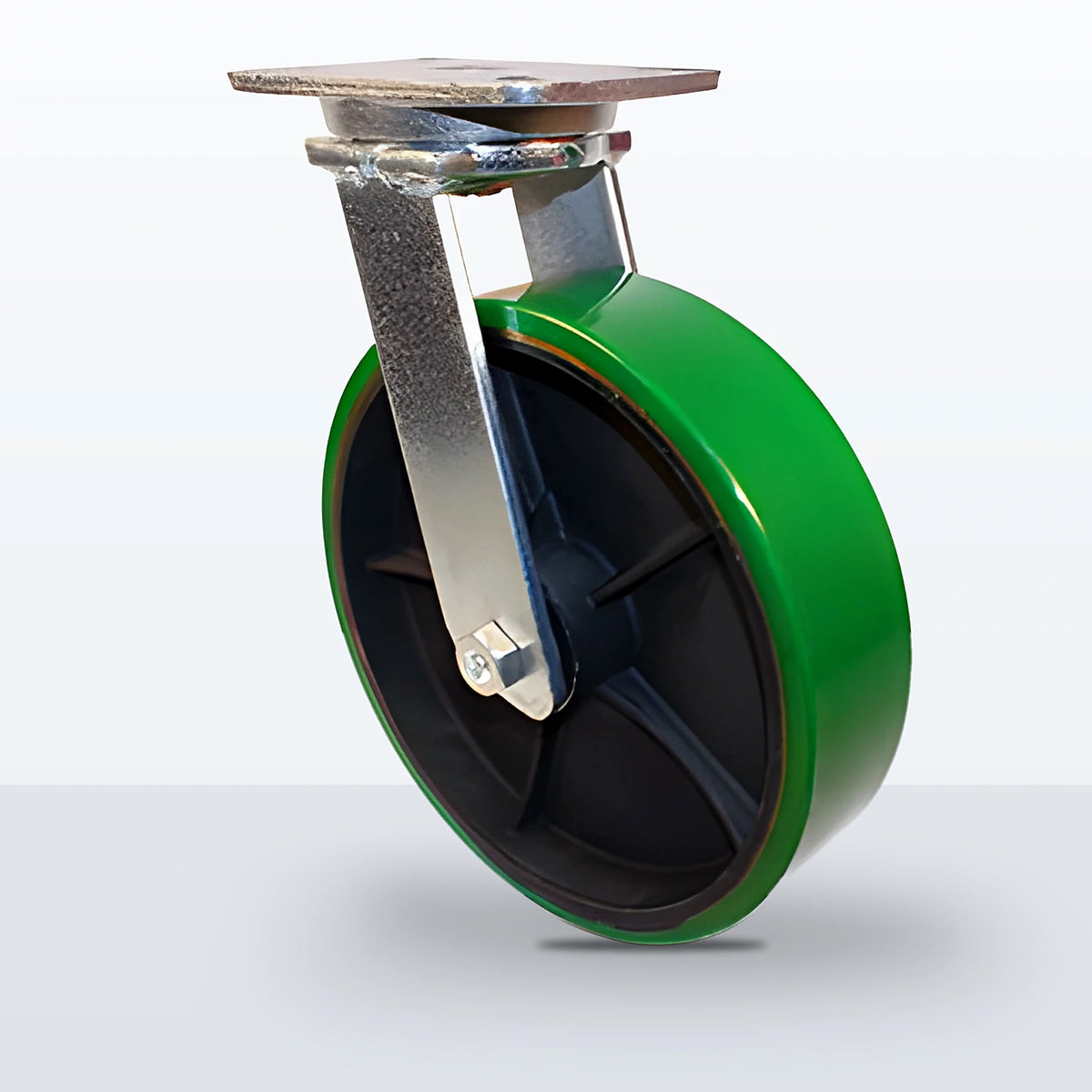 12" Polyurethane on Cast Iron Caster, Top Plate, 3500 lb Capacity - Roller Bearing
