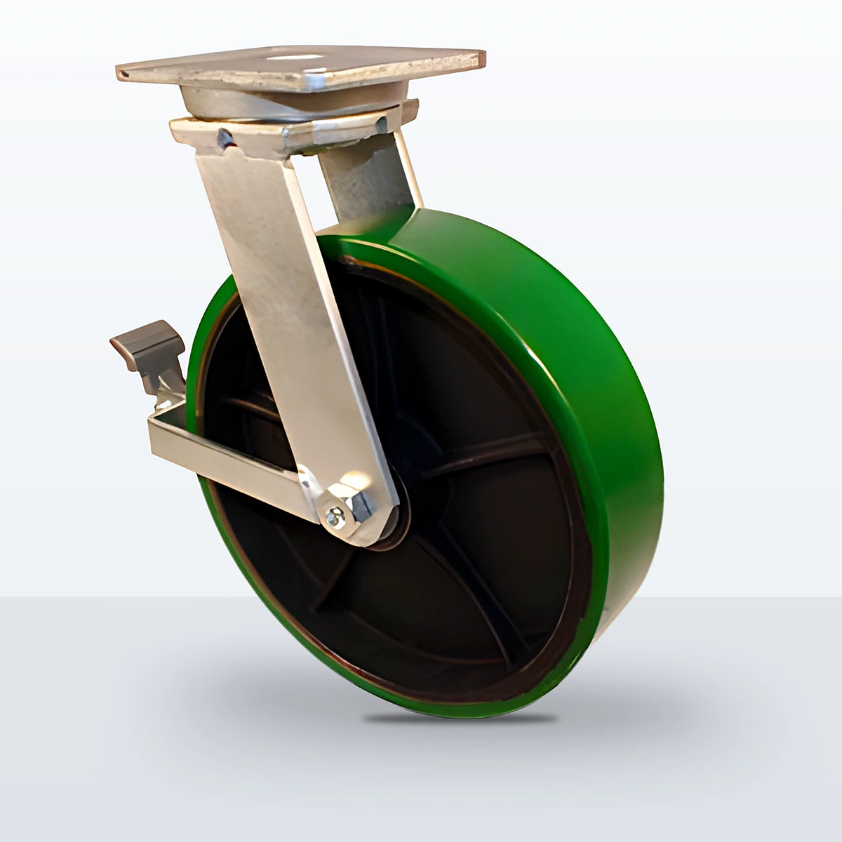 12" Polyurethane on Cast Iron Caster, Top Plate, 3500 lb Capacity - Roller Bearing