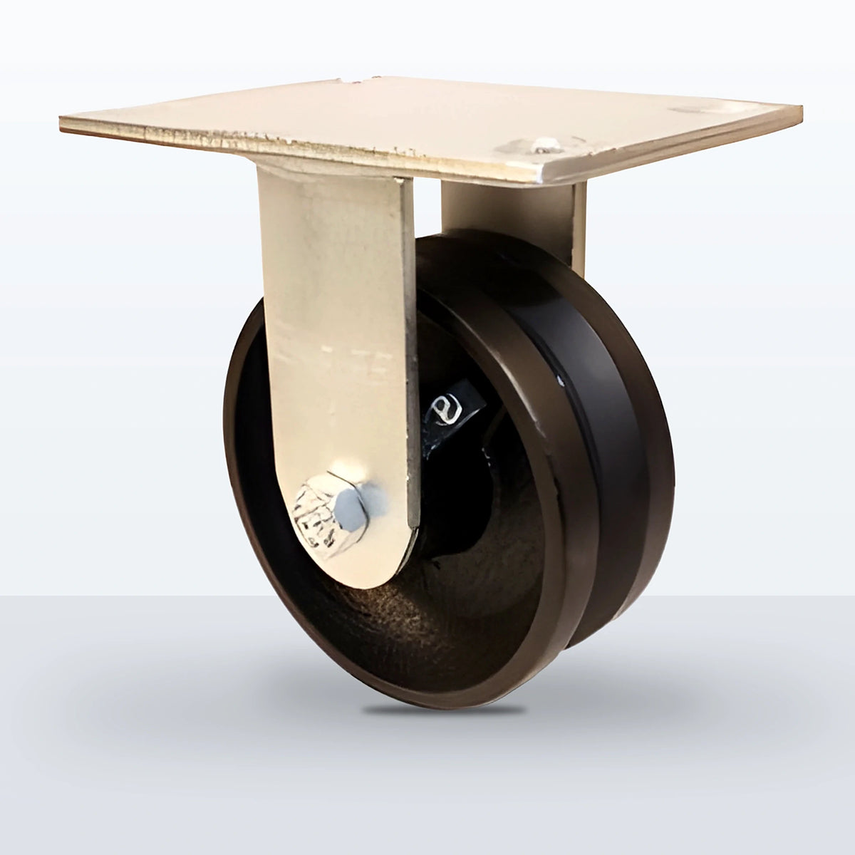 4" V-groove Cast Iron Caster, Top Plate, 600 lb Capacity - Roller Bearing