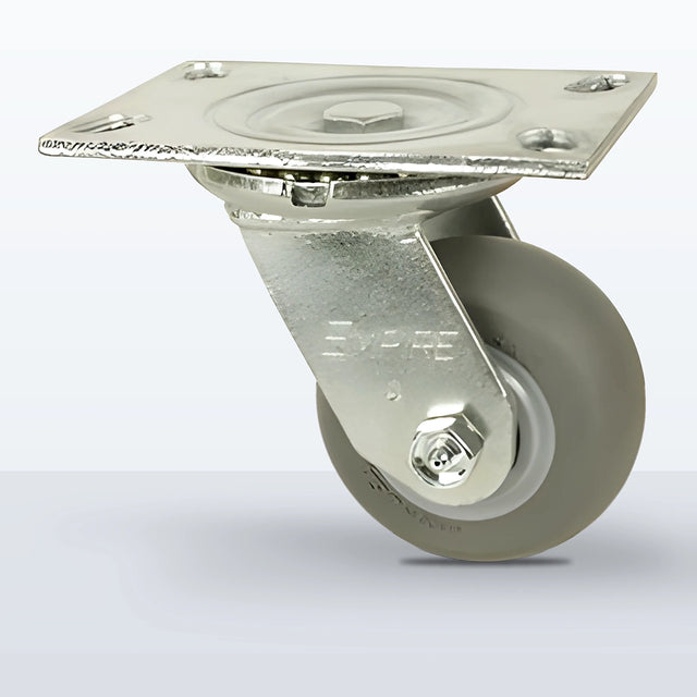 4" Thermoplastic Rubber Caster, Top Plate, 350 lb Capacity - Roller Bearing