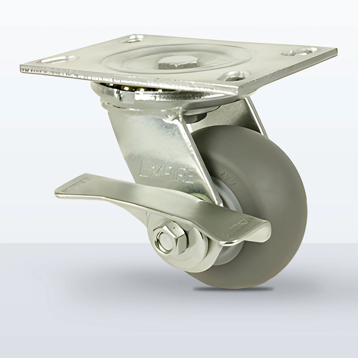 4" Thermoplastic Rubber Caster, Top Plate, 350 lb Capacity - Roller Bearing