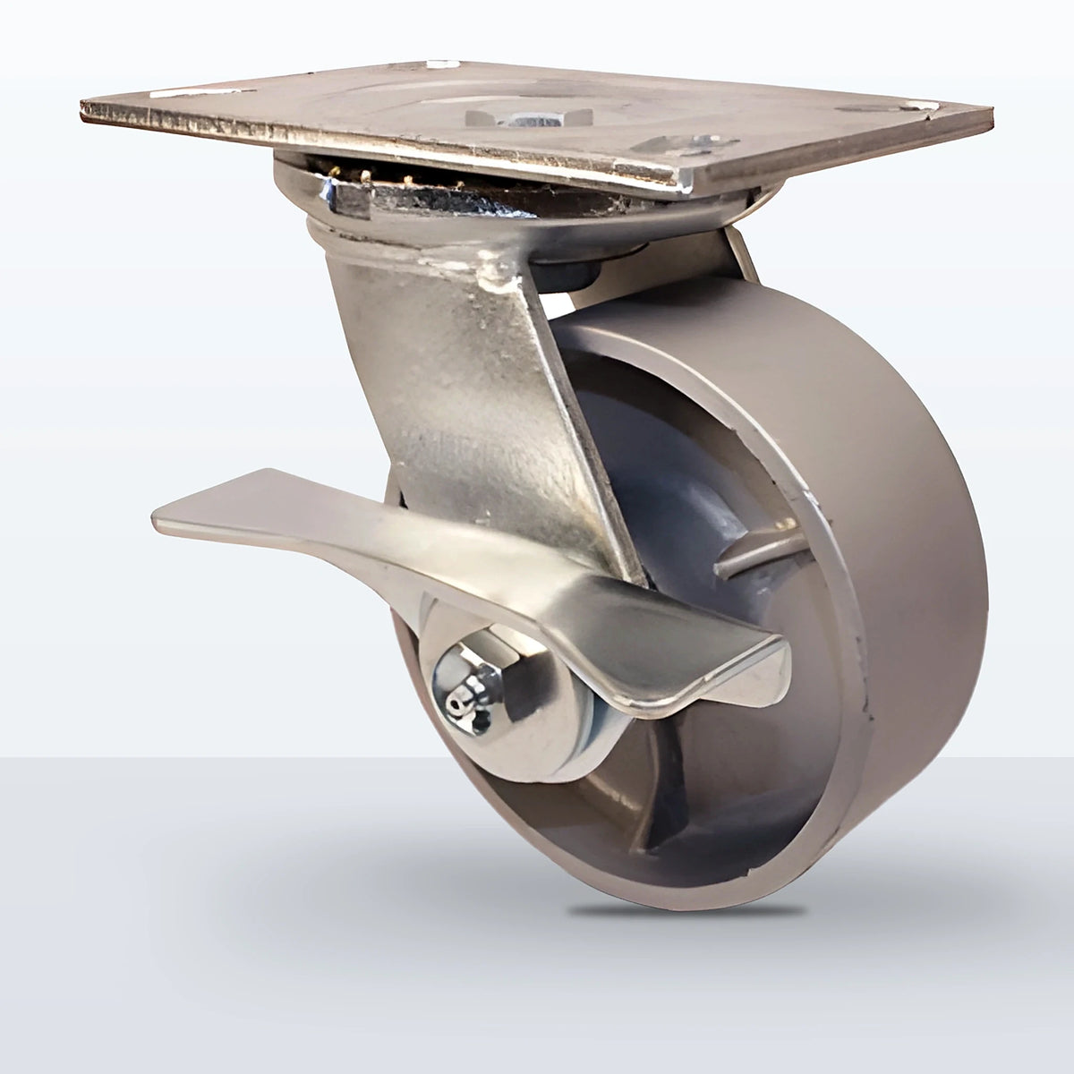 5" Cast Iron Caster, Top Plate, 1000 lb Capacity - Roller Bearing