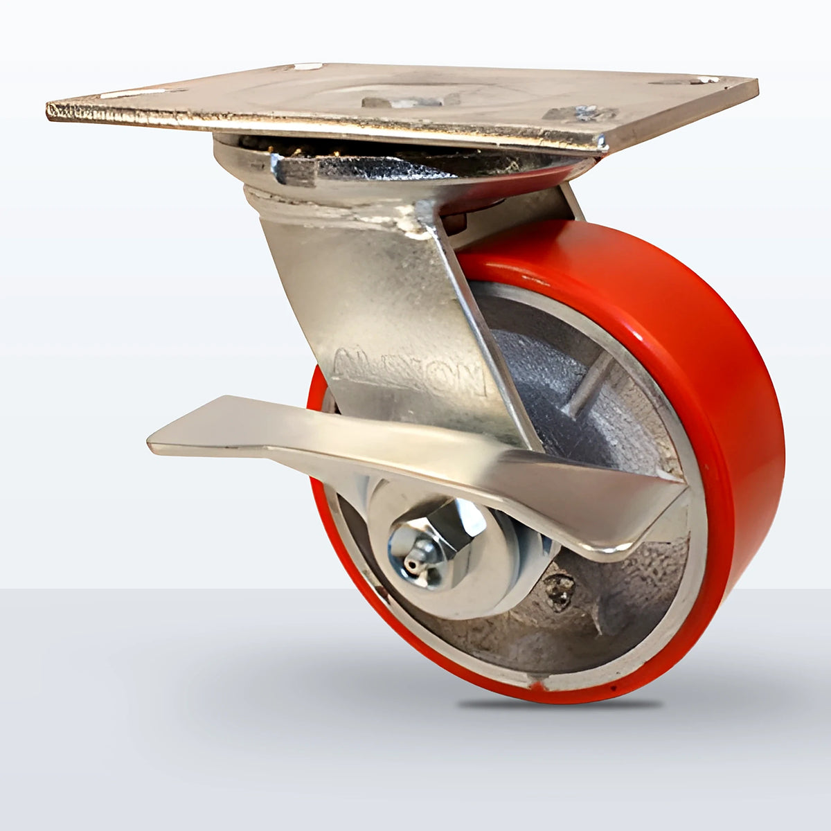 5" Polyurethane on Cast Iron Caster, Top Plate, 1100 lb Capacity - Roller Bearing