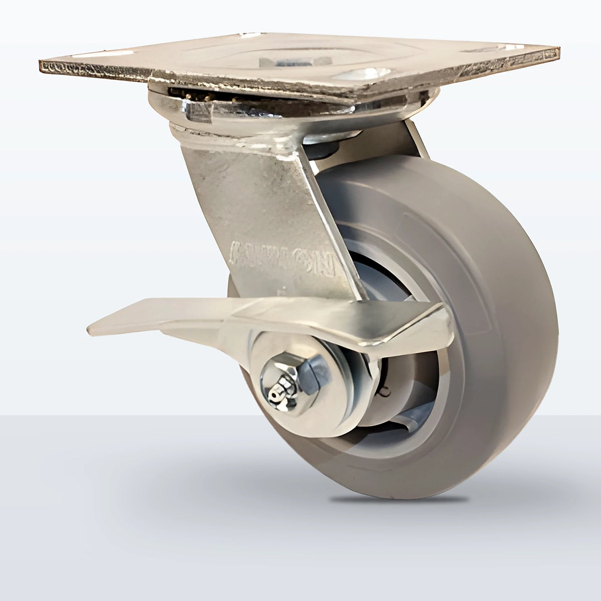 5" Thermoplastic Rubber Caster, Top Plate, 350 lb Capacity - Roller Bearing, 4-1/2 X 6-1/4 Plate