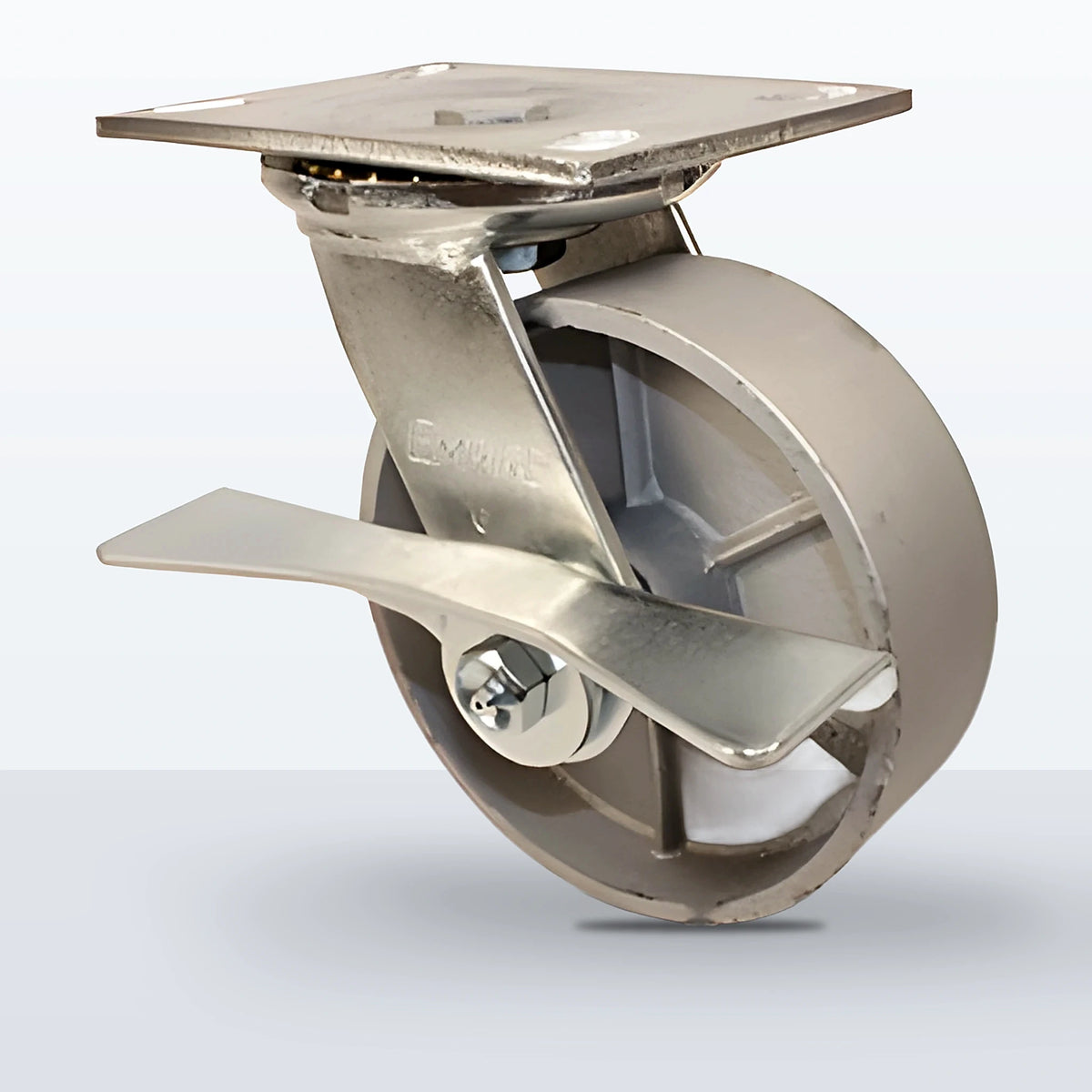 6" Cast Iron Caster, Top Plate, 1200 lb Capacity - Roller Bearing