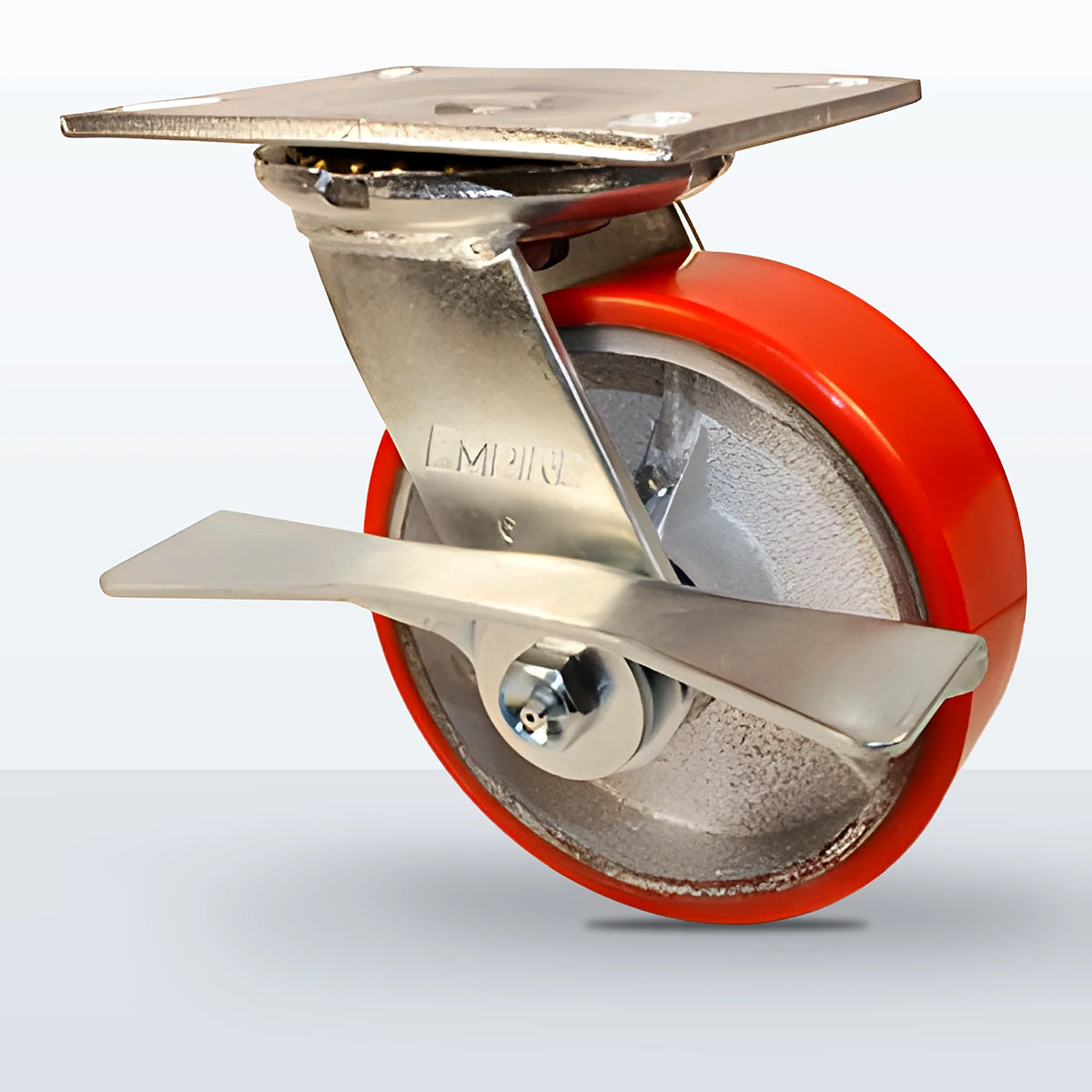 6" Polyurethane on Cast Iron Caster, Top Plate, 1200 lb Capacity - Roller Bearing