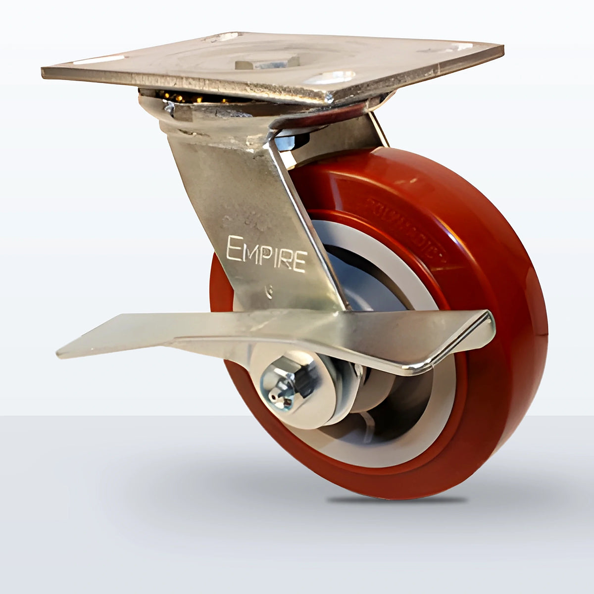 6" Polyurethane on Polypropylene Caster, Top Plate, 900 lb Capacity - Roller Bearing
