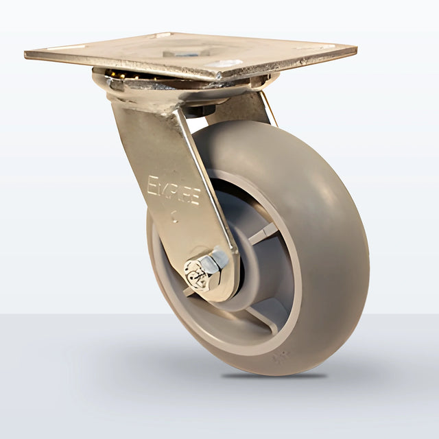 6" Thermoplastic Rubber Caster, Top Plate, 500 lb Capacity - Roller Bearing