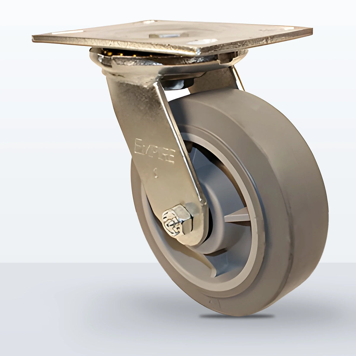 6" Thermoplastic Rubber Caster, Top Plate, 500 lb Capacity - Roller Bearing, 4-1/2 X 6-1/4 Plate