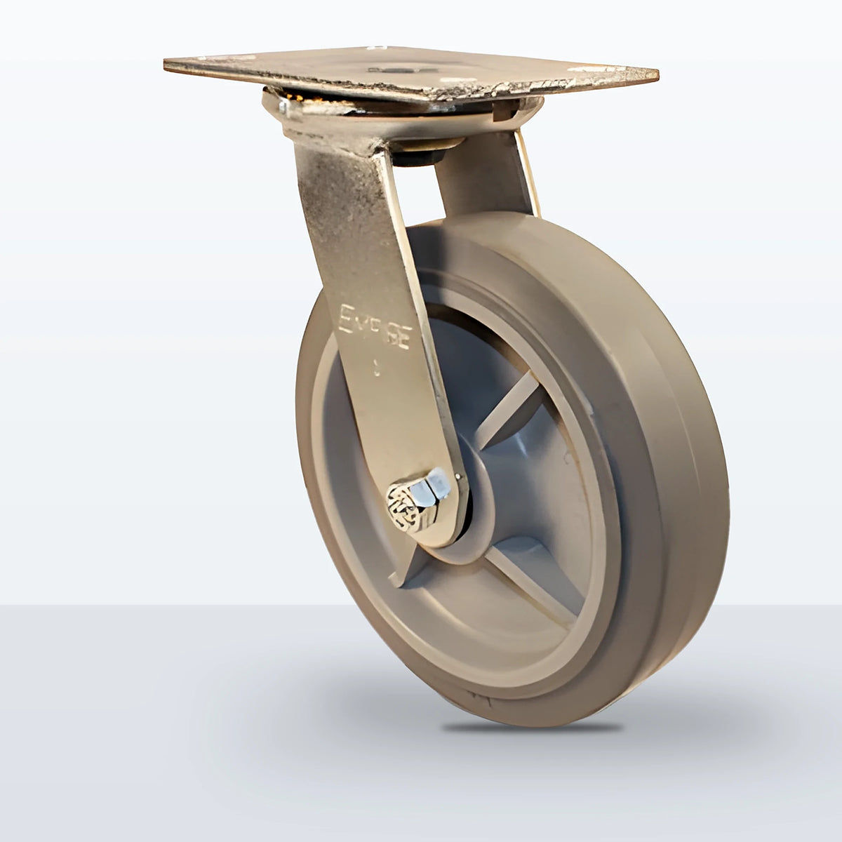 8" Thermoplastic Rubber Caster, Top Plate, 600 lb Capacity - Roller Bearing