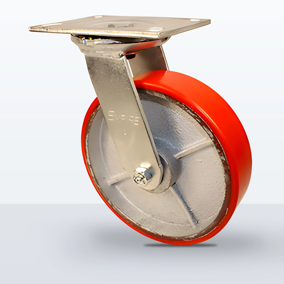 8" Polyurethane on Cast Iron Caster, Top Plate, 1250 lb Capacity - Roller Bearing