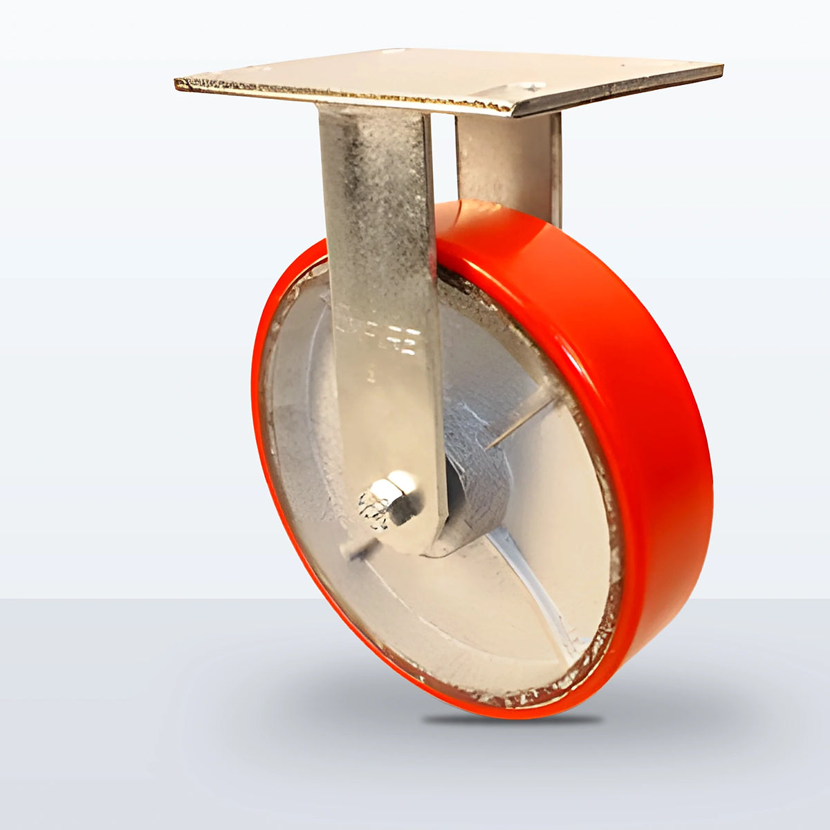 8" Polyurethane on Cast Iron Caster, Top Plate, 1250 lb Capacity - Roller Bearing