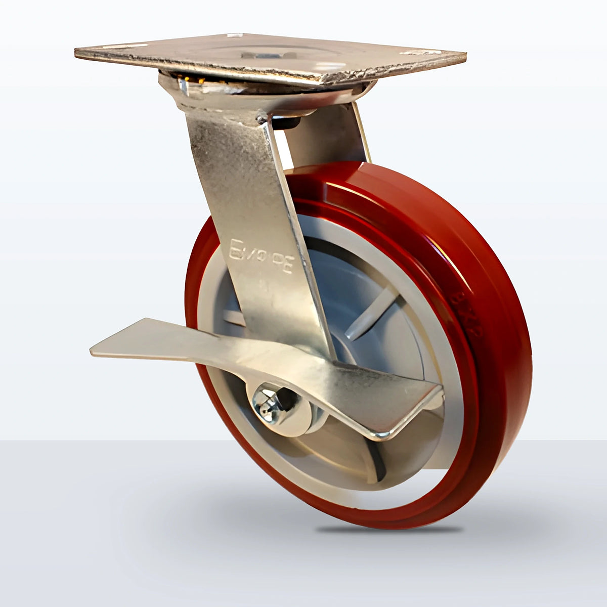 8" Polyurethane on Polypropylene Caster, Top Plate, 1000 lb Capacity - Roller Bearing