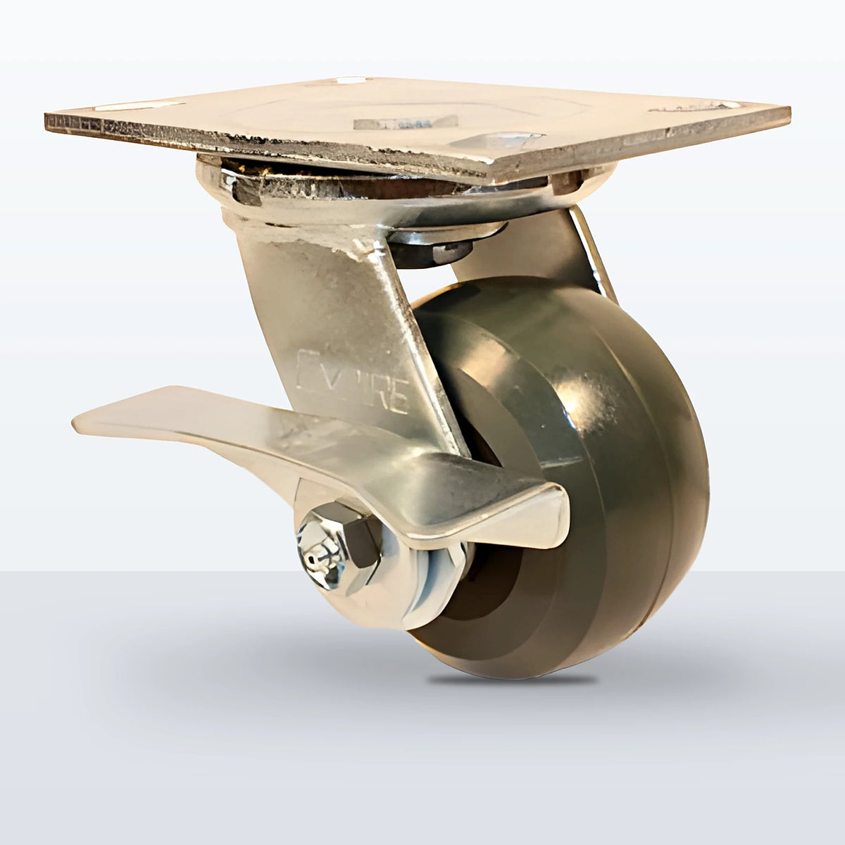 4" Premium Solid Polyurethane Caster, Top Plate, 1000 lb Capacity - Roller Bearing