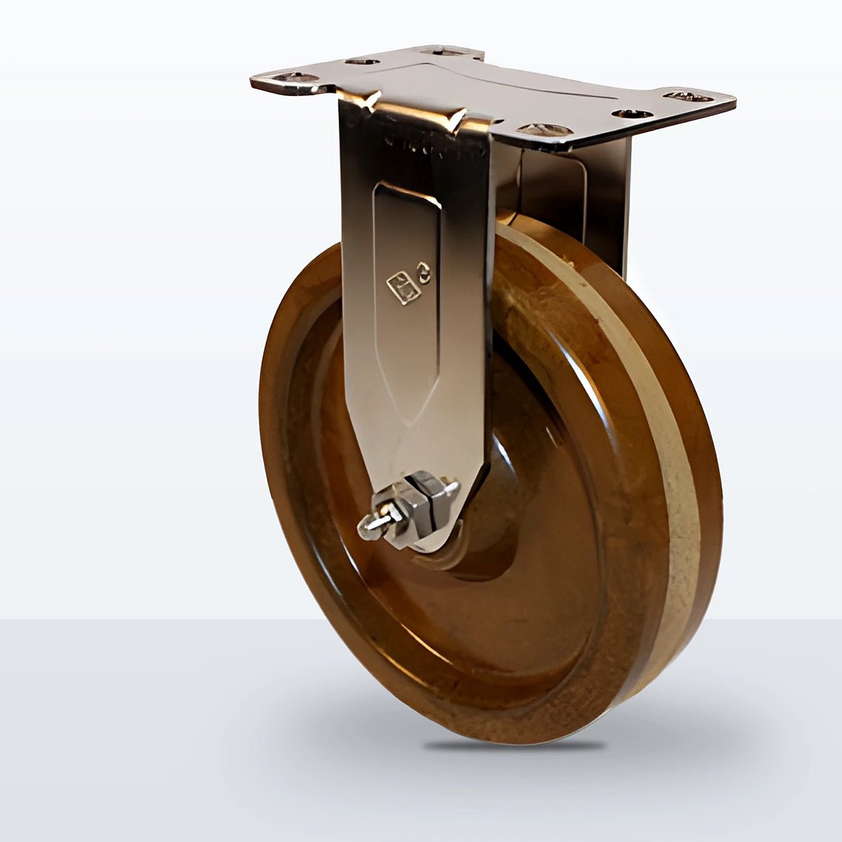 Stainless Steel 5" High Temp Phenolic Caster, Top Plate, 300 lb Capacity - Plain with Stainless Top Hat Bushings