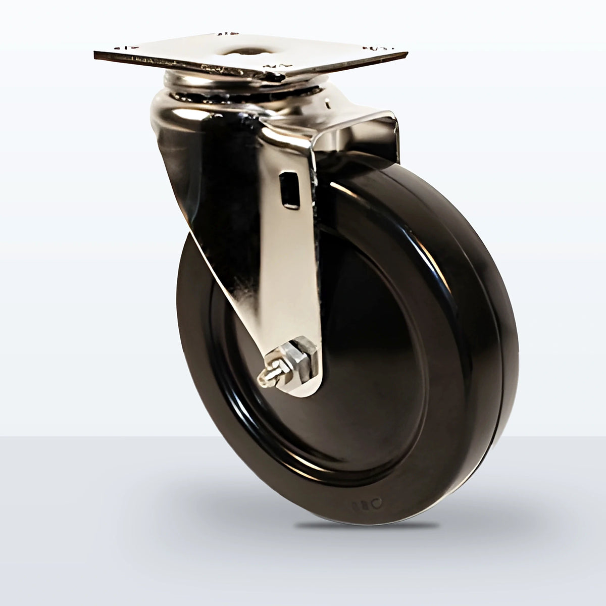 Stainless Steel 5" Hard Rubber Caster, Top Plate, 325 lb Capacity - Plain