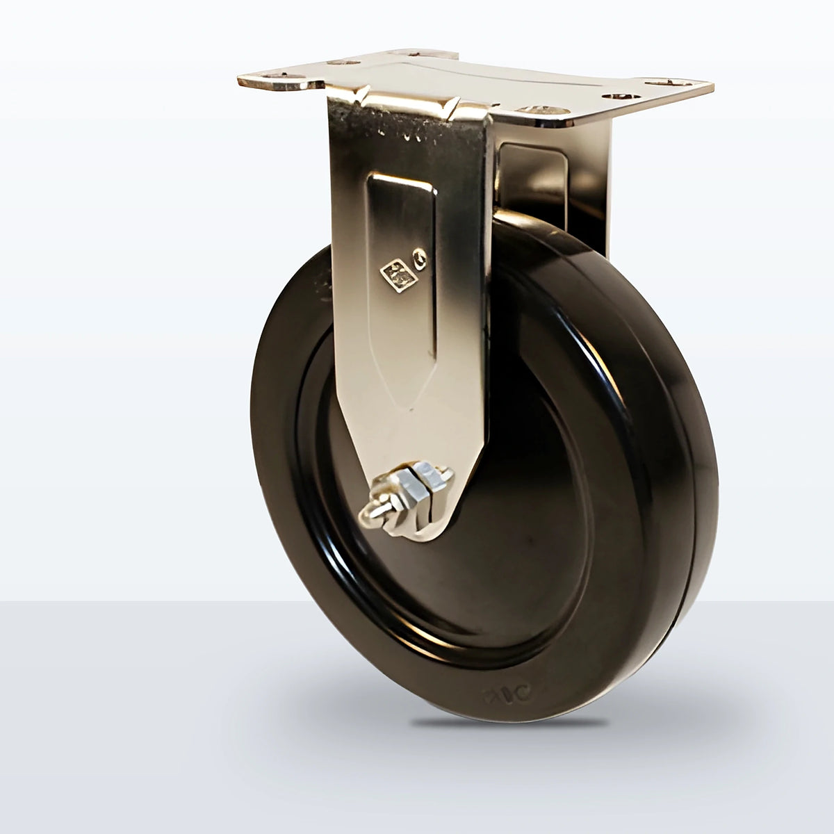 Stainless Steel 5" Hard Rubber Caster, Top Plate, 325 lb Capacity - Plain