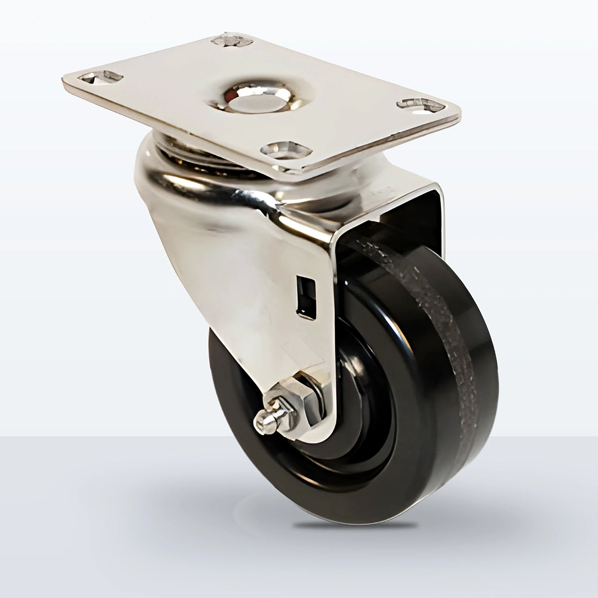 Stainless Steel 3" Phenolic Caster, Top Plate, 350 lb Capacity - Plain with Stainless Top Hat Bushings