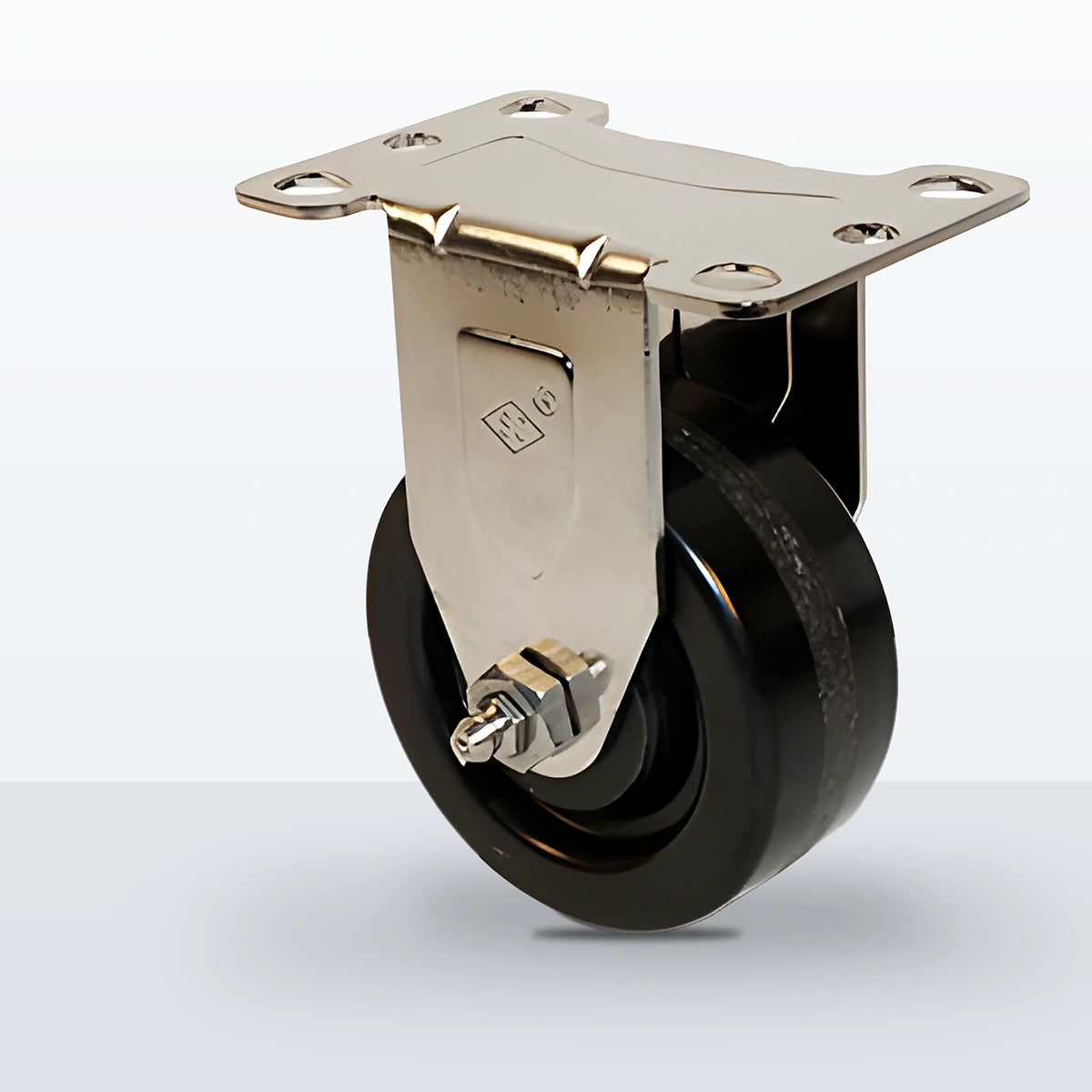 Stainless Steel 3" Phenolic Caster, Top Plate, 350 lb Capacity - Plain with Stainless Top Hat Bushings