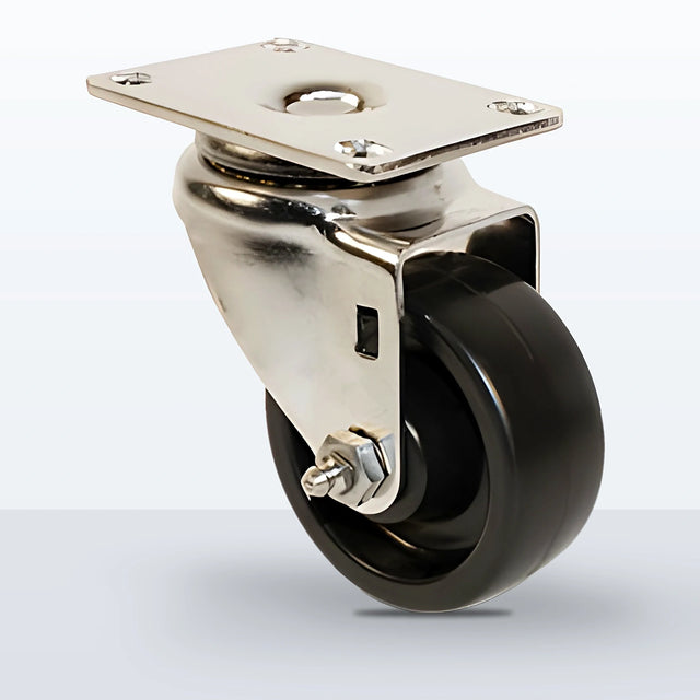 Stainless Steel 3" Polyolefin Caster, Top Plate, 250 lb Capacity - Plain