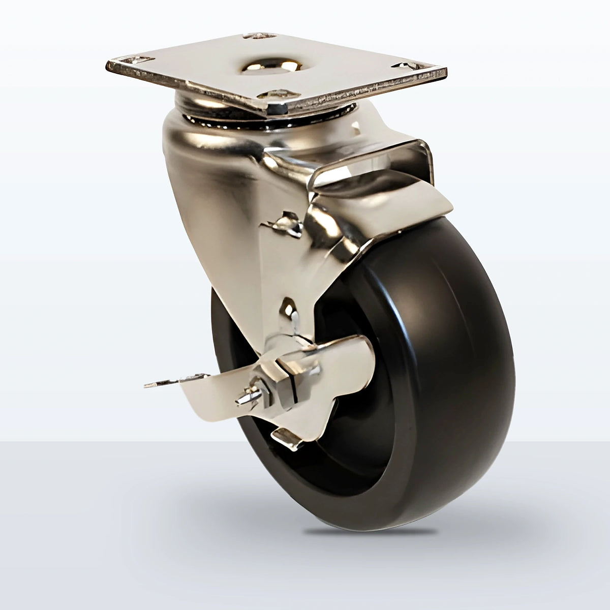 Stainless Steel 4" Polyolefin Caster, Top Plate, 300 lb Capacity - Plain