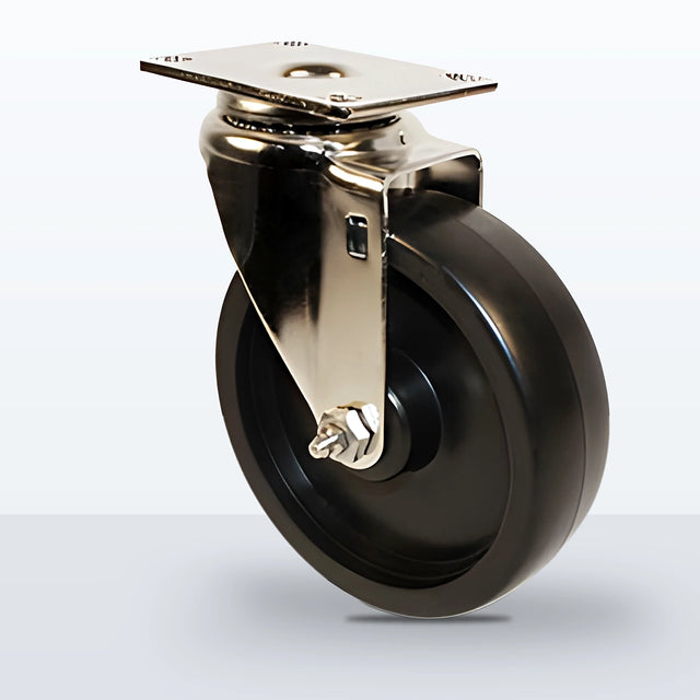 Stainless Steel 5" Polyolefin Caster, Top Plate, 350 lb Capacity - Plain
