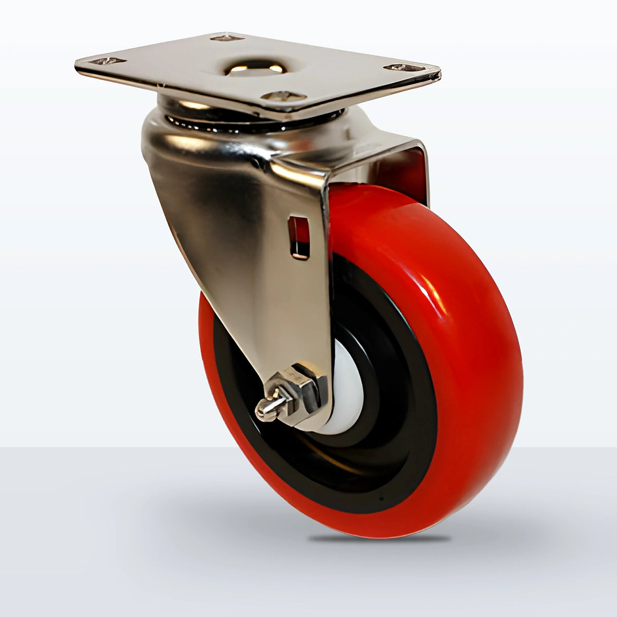 Stainless Steel 4" Polyurethane on Polypropylene Caster, Top Plate, 300 lb Capacity - Delrin with Delrin Spanner