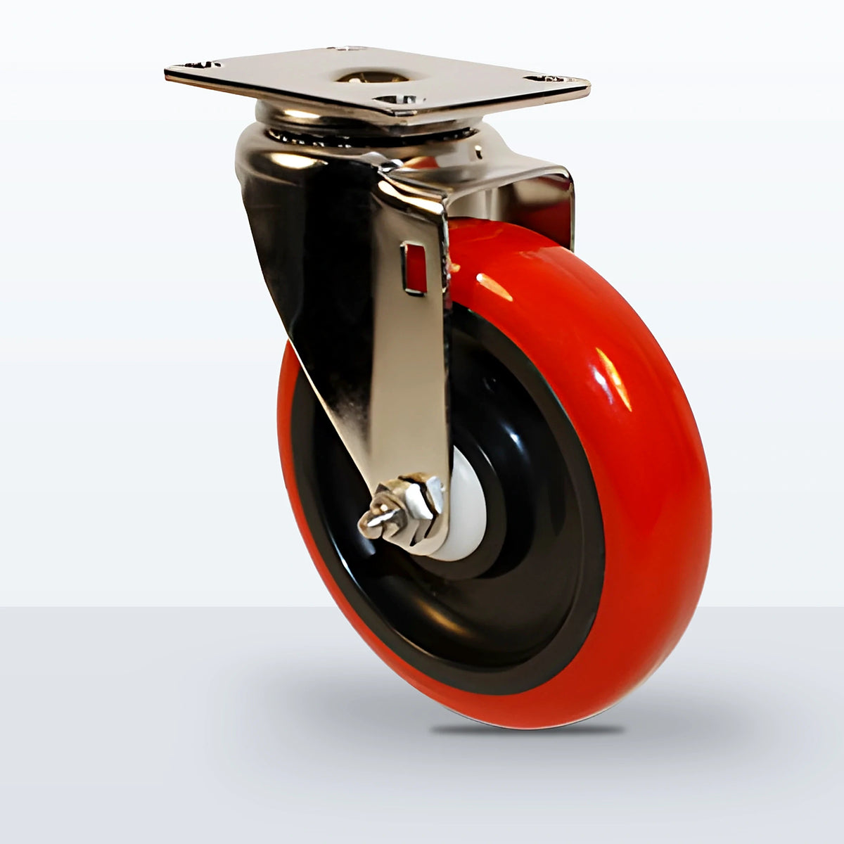 Stainless Steel 5" Polyurethane on Polypropylene Caster, Top Plate, 300 lb Capacity - Delrin with Delrin Spanner
