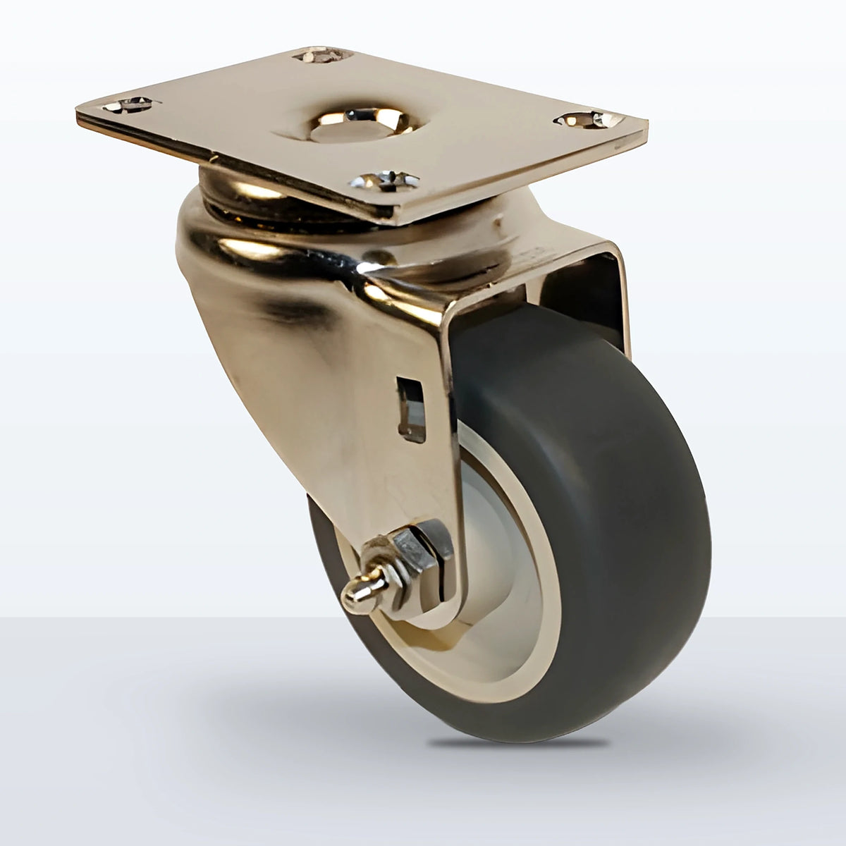 Stainless Steel 3" Thermoplastic Rubber on Polypropylene Caster, Top Plate, 210 lb Capacity - Plain with Stainless Steel Bushing