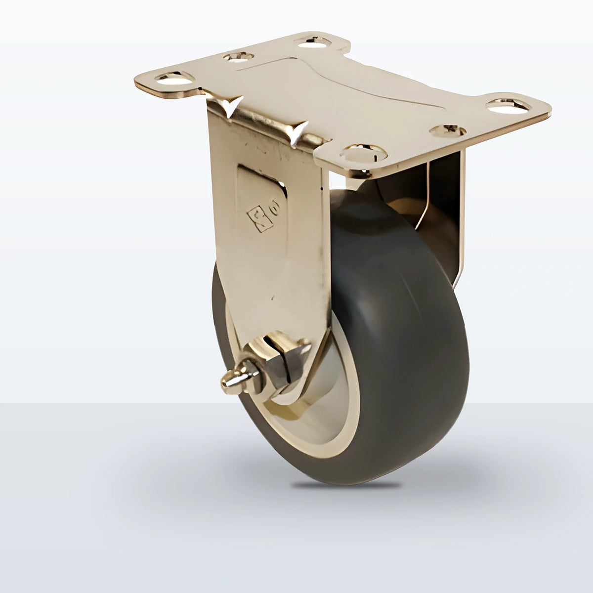 Stainless Steel 3" Thermoplastic Rubber on Polypropylene Caster, Top Plate, 210 lb Capacity - Plain with Stainless Steel Bushing