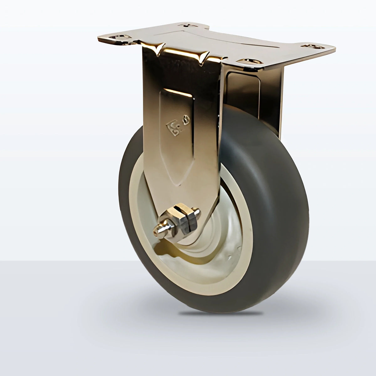 Stainless Steel 4" Thermoplastic Rubber on Polypropylene Caster, Top Plate, 250 lb Capacity - Plain with Stainless Steel Bushing