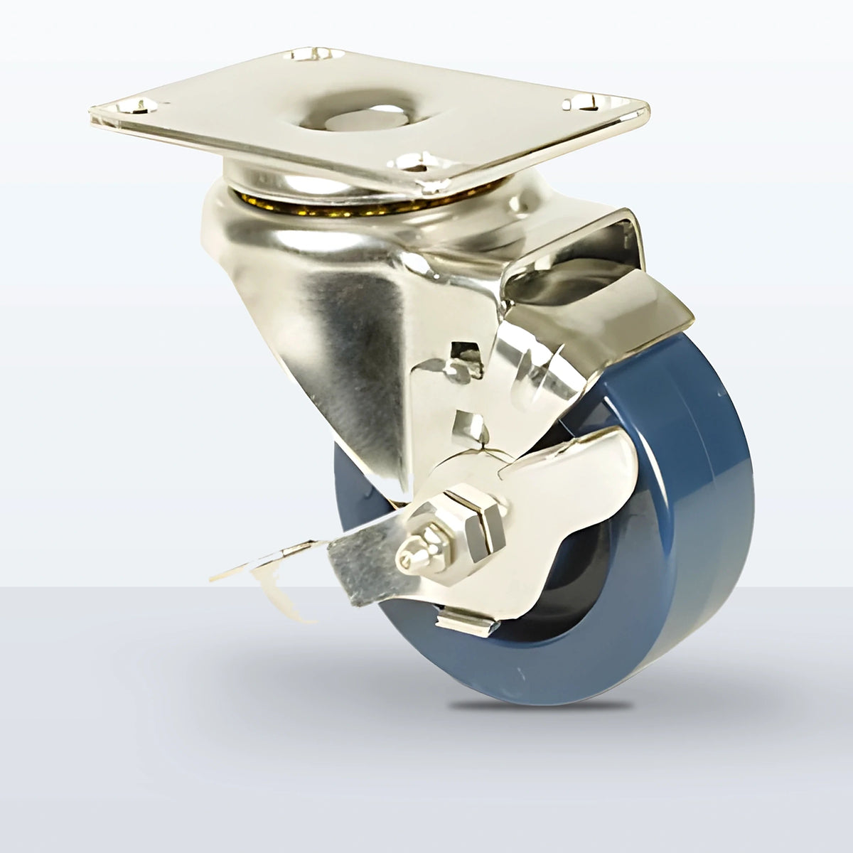 Stainless Steel 3" Solid Polyurethane Caster, Top Plate, 300 lb Capacity - Plain with Stainless Steel Bushing