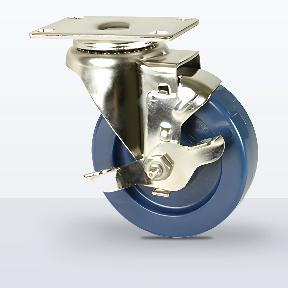 Stainless Steel 4" Solid Polyurethane Caster, Top Plate, 350 lb Capacity - Plain with Stainless Steel Bushing