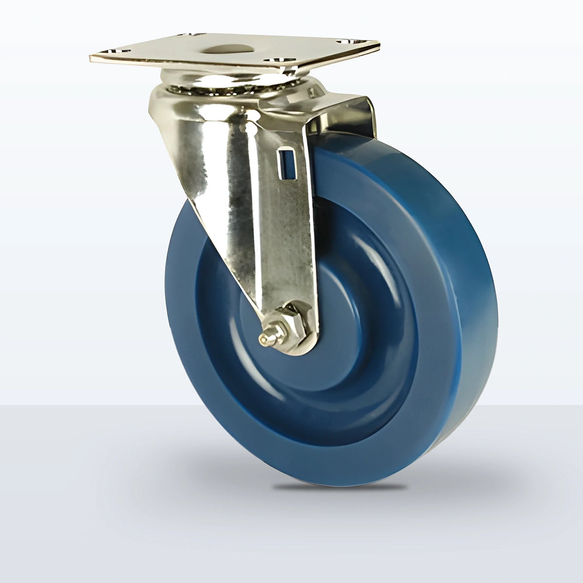 Stainless Steel 5" Solid Polyurethane Caster, Top Plate, 350 lb Capacity - Plain with Stainless Steel Bushing