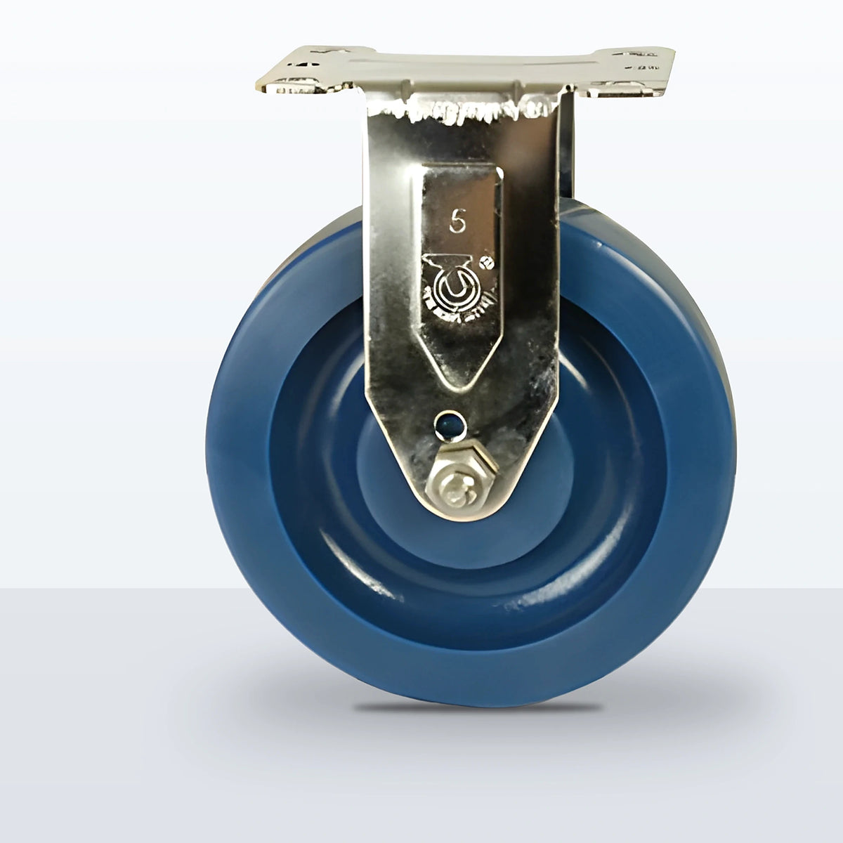 Stainless Steel 5" Solid Polyurethane Caster, Top Plate, 350 lb Capacity - Plain with Stainless Steel Bushing