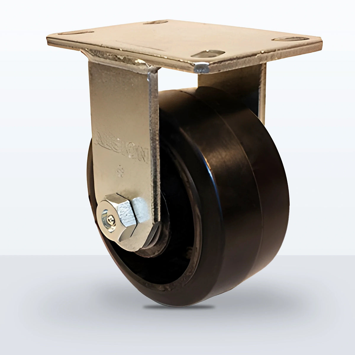 6" Rubber on Cast Iron Caster, Top Plate, 750 lb Capacity - Roller Bearing, 4-1/2 X 6-1/4 Plate