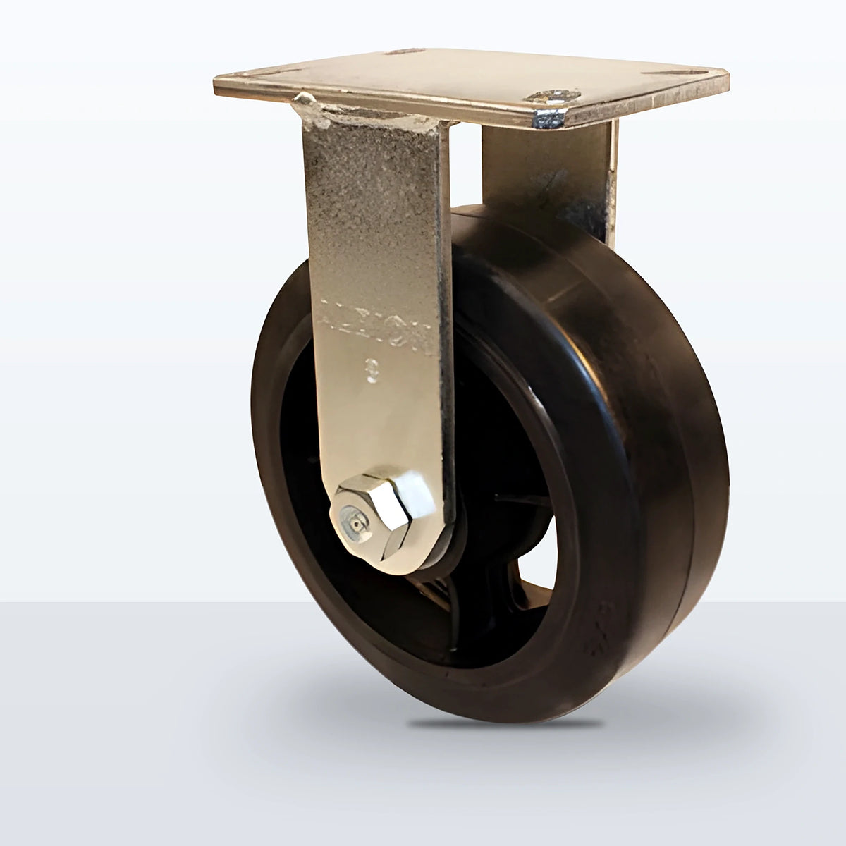 8" Rubber on Cast Iron Caster, Top Plate, 900 lb Capacity - Roller Bearing, 4-1/2 X 6-1/4 Plate