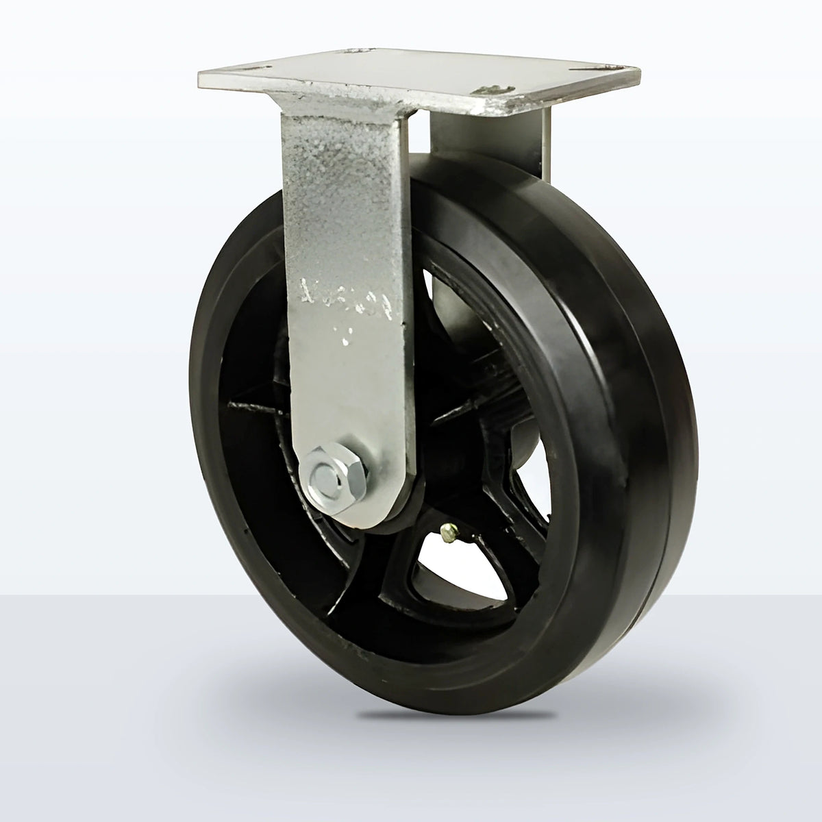 10" Rubber on Cast Iron Caster, Top Plate, 1100 lb Capacity - Roller Bearing, 4-1/2 X 6-1/4 Plate