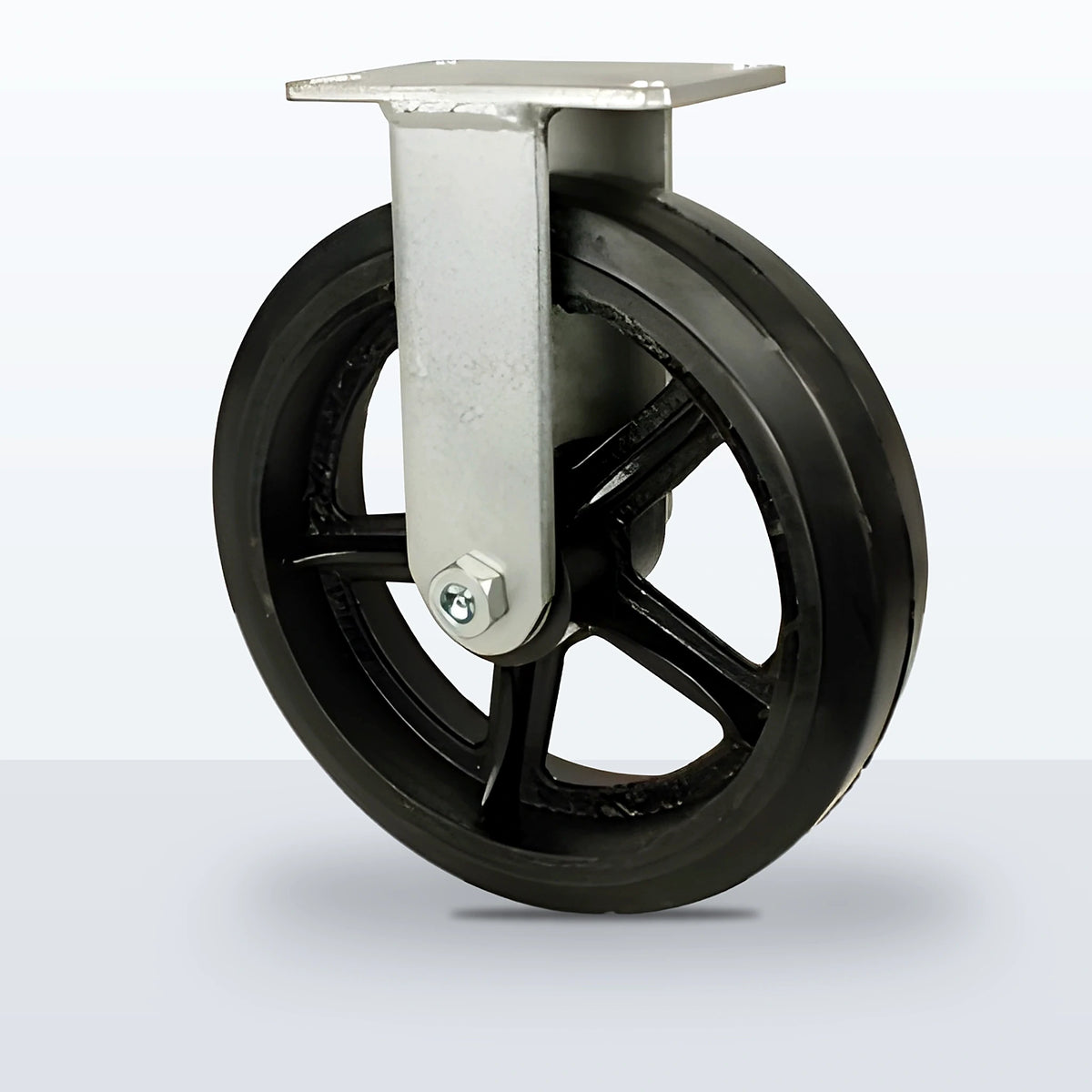12" Rubber on Cast Iron Caster, Top Plate, 1300 lb Capacity - Roller Bearing, 4-1/2 X 6-1/4 Plate
